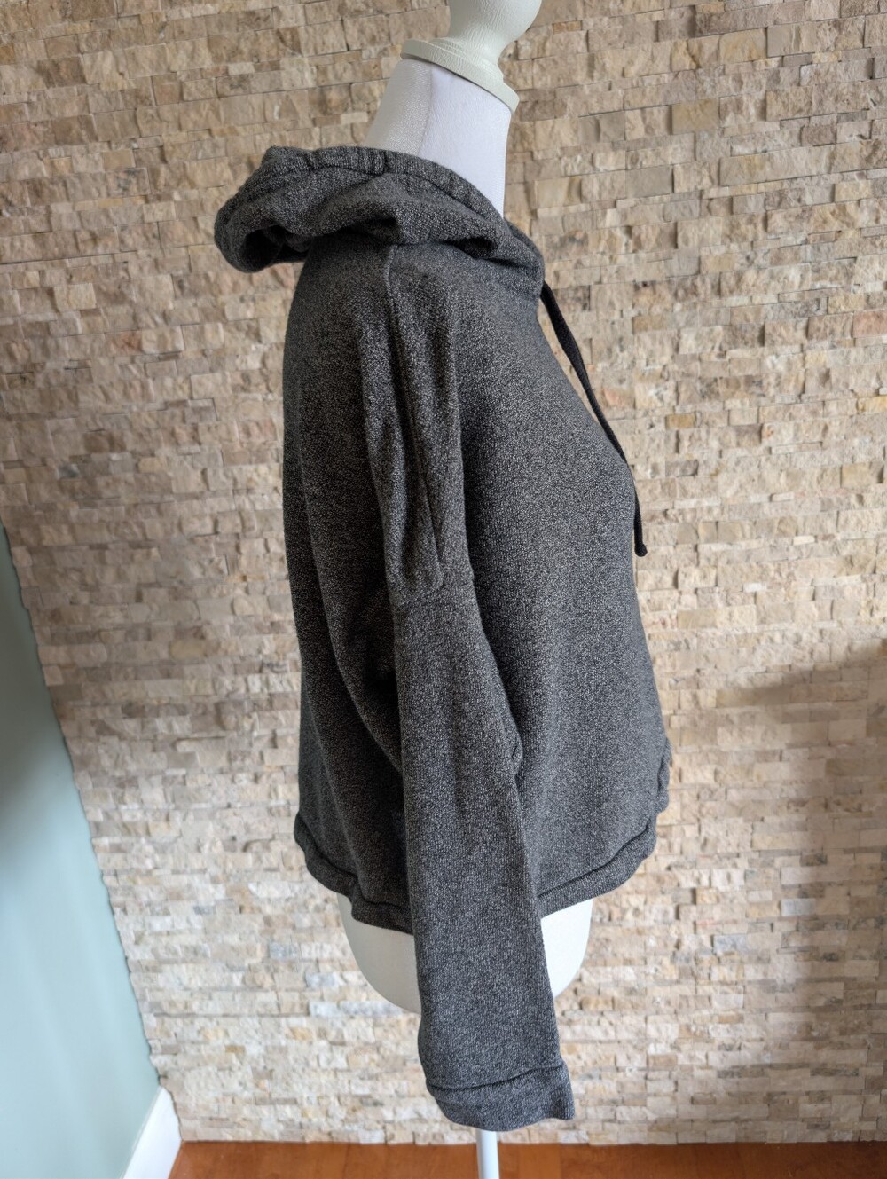 Madewell Tone Hoodie Sweatshirt 100% Cotton Dark Grey Terry Sz Small Loungewear image 2